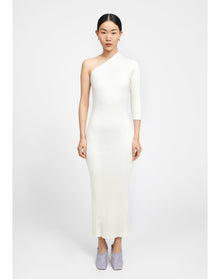 Zero304 | Ribbed Asymmetric Dress | Creme