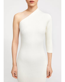Zero304 | Ribbed Asymmetric Dress | Creme
