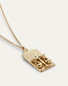 The Libra Zodiac Pendant Necklace | 14K Gold-Plated Steel