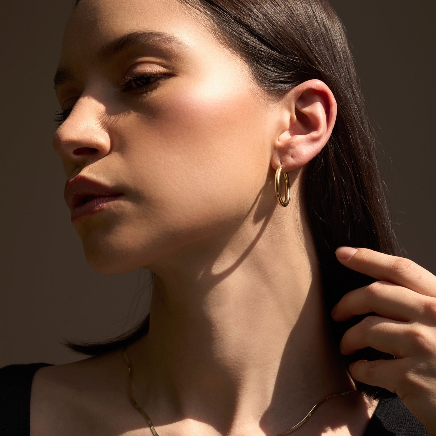 Womens | Tube Hoop Earrings | 14K Solid Yellow Gold
