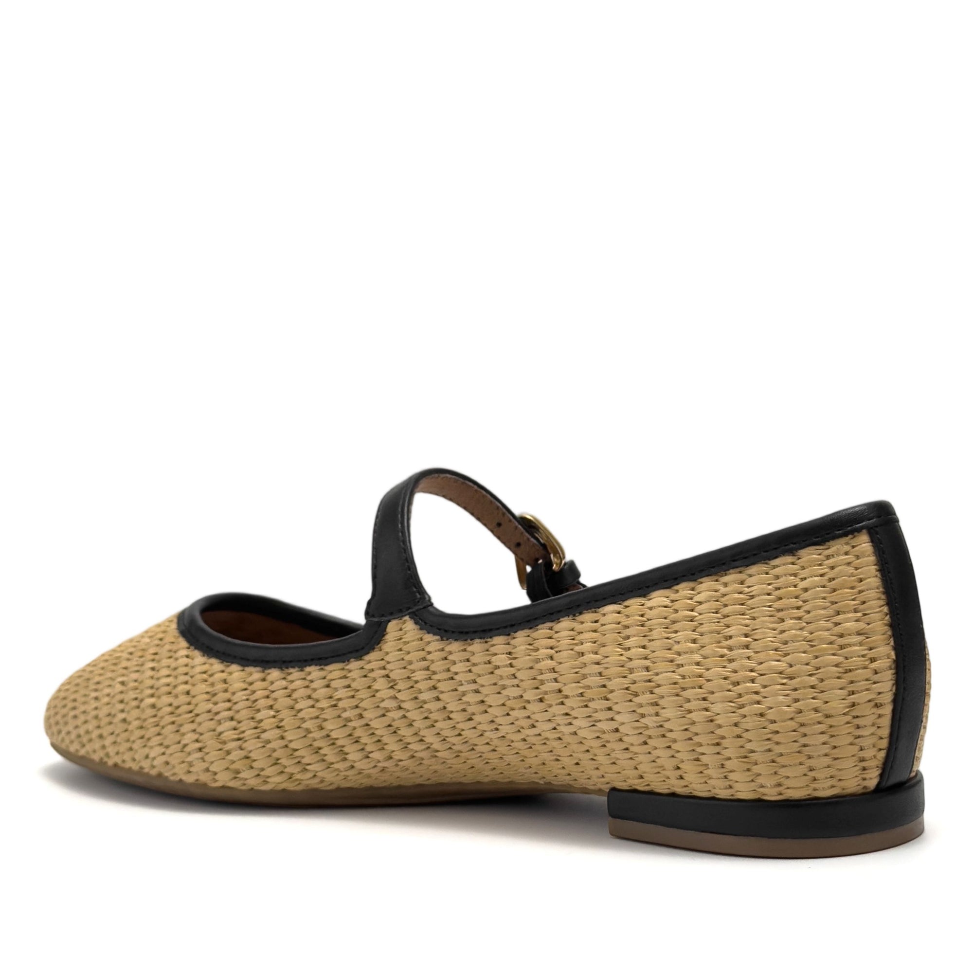 Annette Casual Flat | Natural/Black Basket Raffia