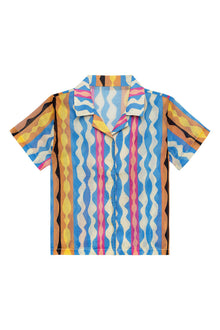 Kids | Button Down Short Sleeve Top | Abstract