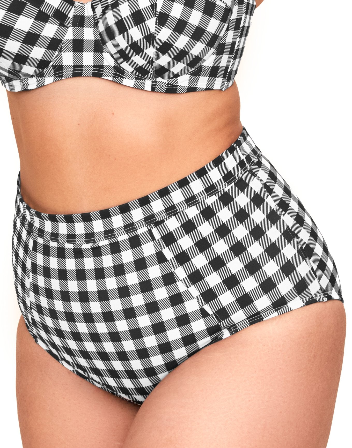 Adore Me Vivien High Waist Bikini in color Gingham C02 and shape high waisted