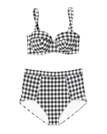 Adore Me Vivien High Waist Bikini in color Gingham C02 and shape high waisted
