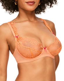 Adore Me Clera Unlined Demi & Panty Set in color Mock Orange and shape demi