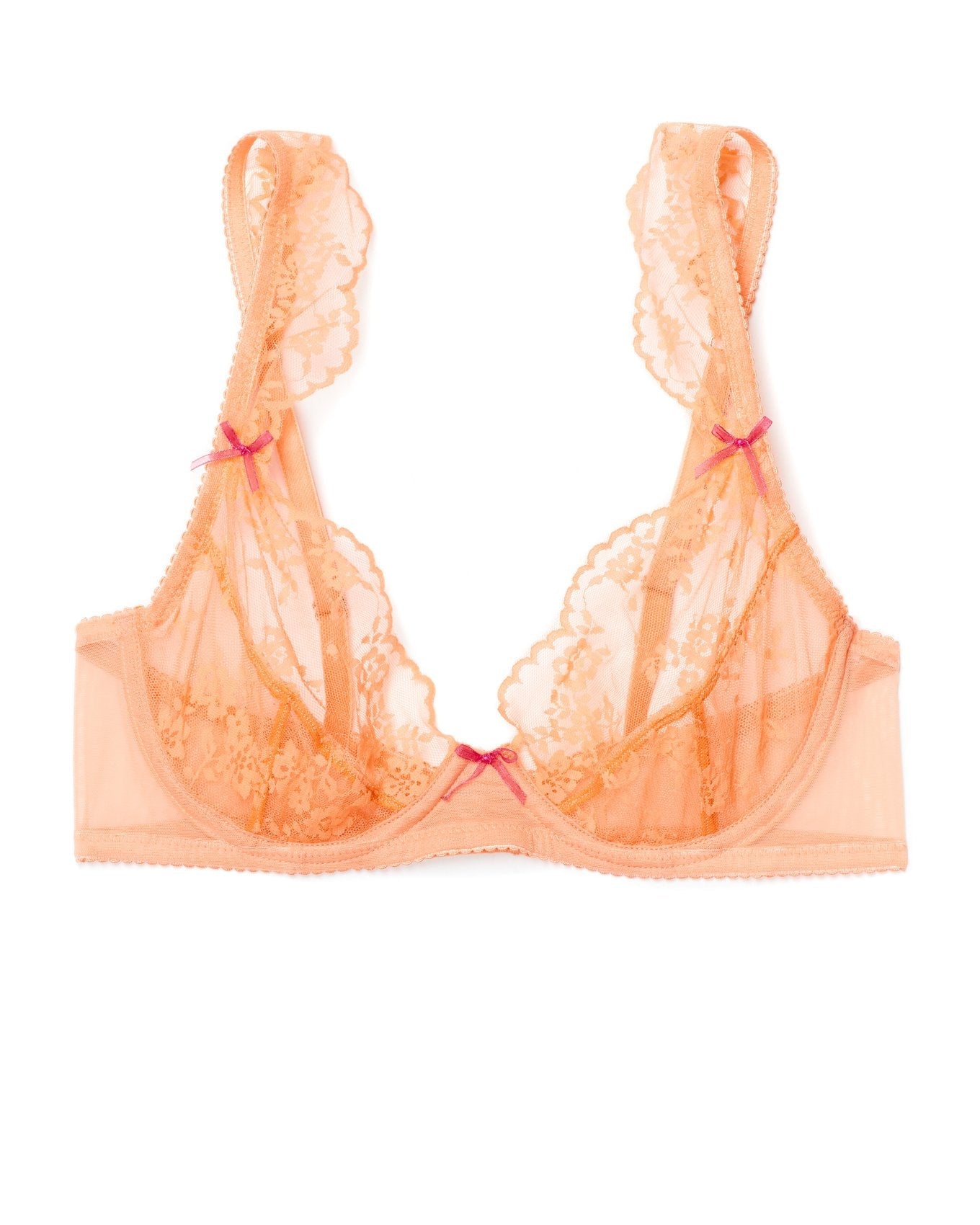 Adore Me Clera Unlined Demi & Panty Set in color Mock Orange and shape demi