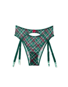 Adore Me Gabby High-Waisted Garter Panty in color Plaid Tidings C02 and shape high waisted