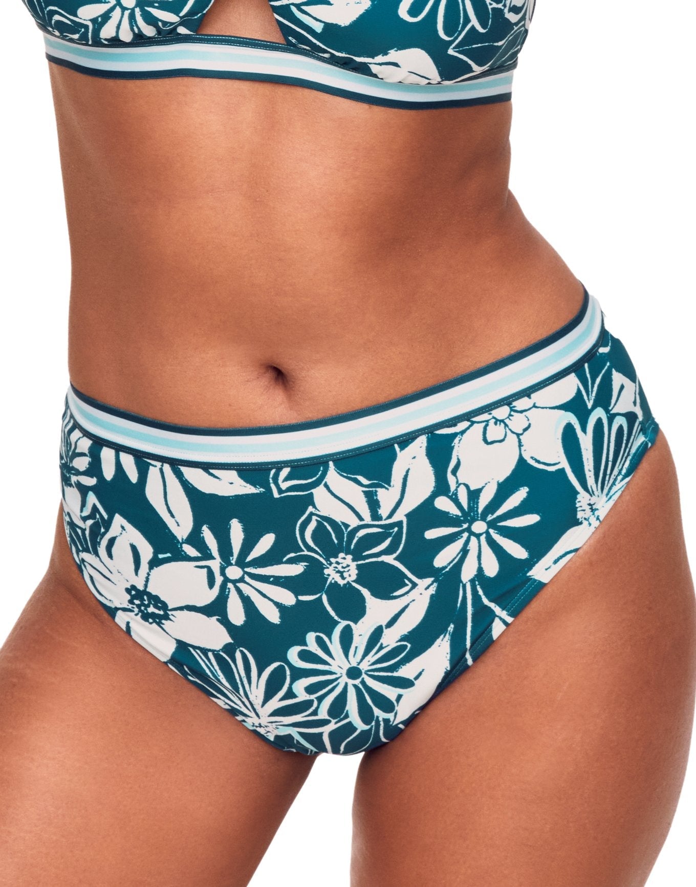 Adore Me Gisele High-Waist Bikini in color Joyful Daisies C01 and shape high cut
