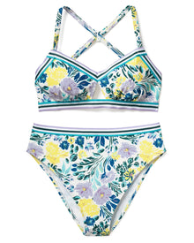 Adore Me Gisele High-Waist Bikini in color Paradise Bouquet C02 and shape high cut