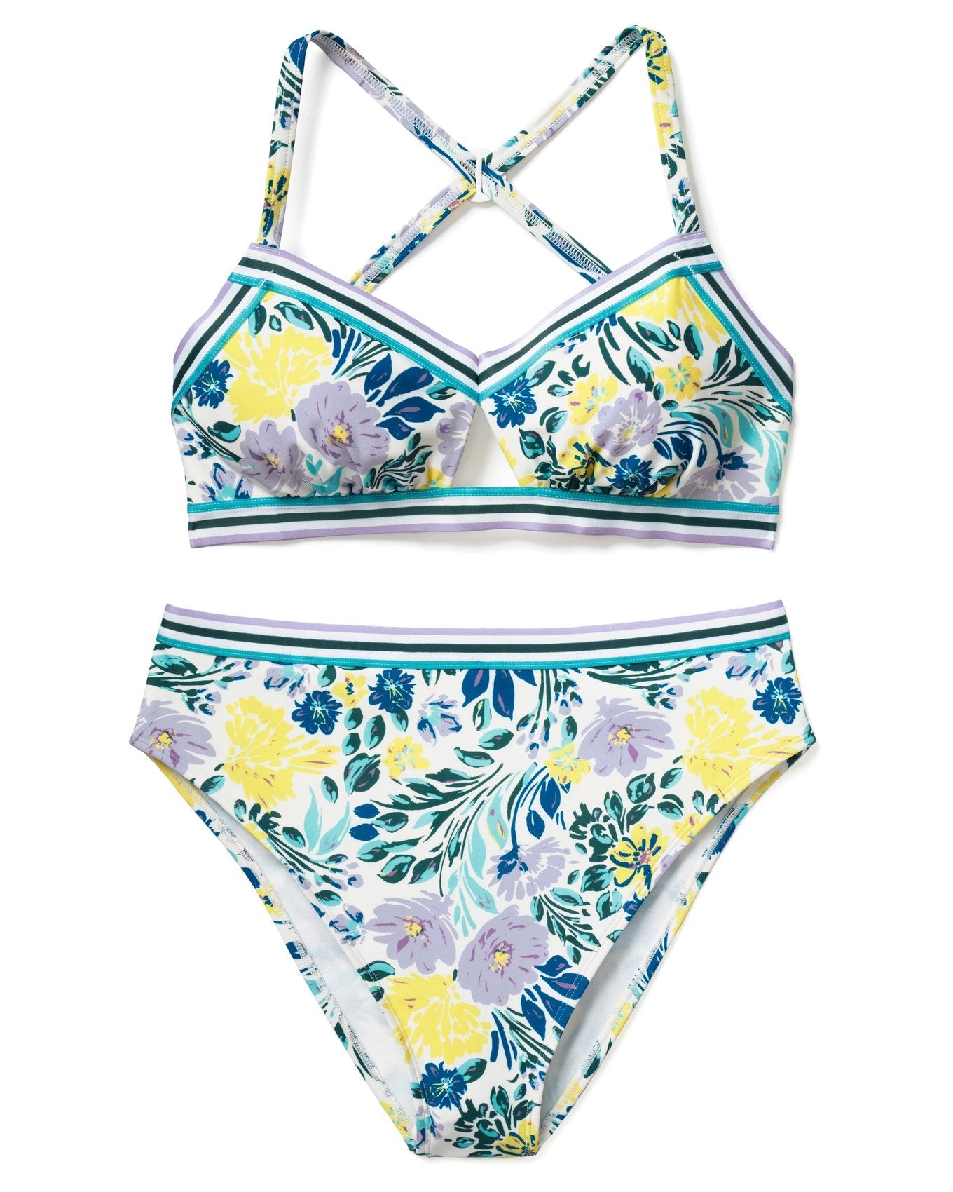 Adore Me Gisele High-Waist Bikini in color Paradise Bouquet C02 and shape high cut
