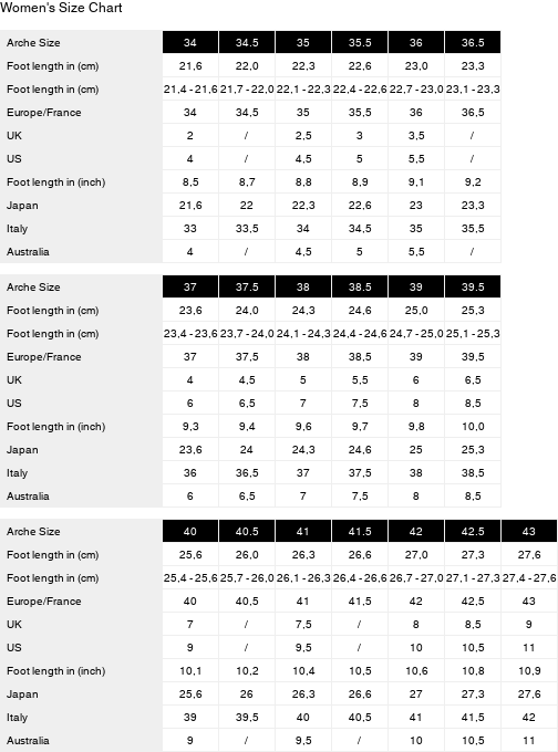 Product size guide