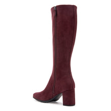 Micah Boot Mid Block Heel | Fig Stretch Faux Suede