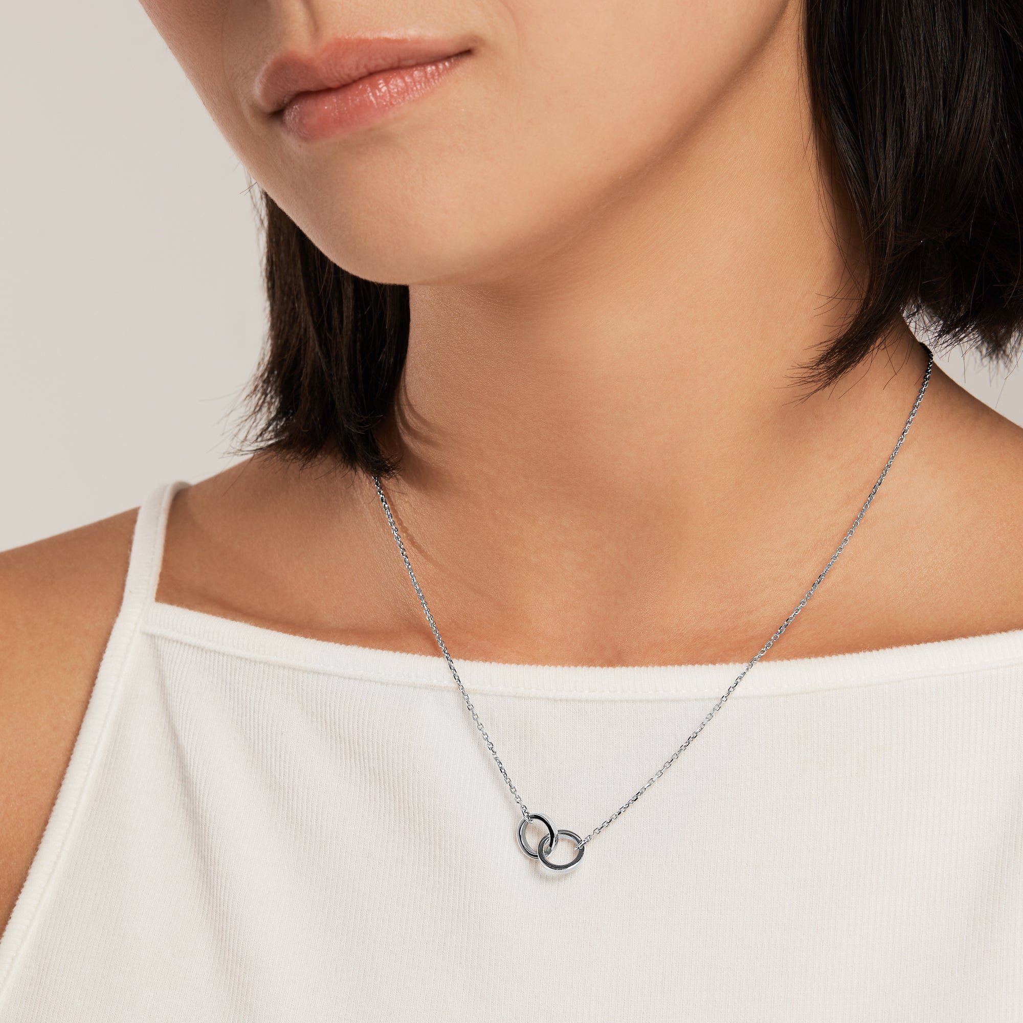 Womens | Interlocking Necklace | 14K Solid White Gold