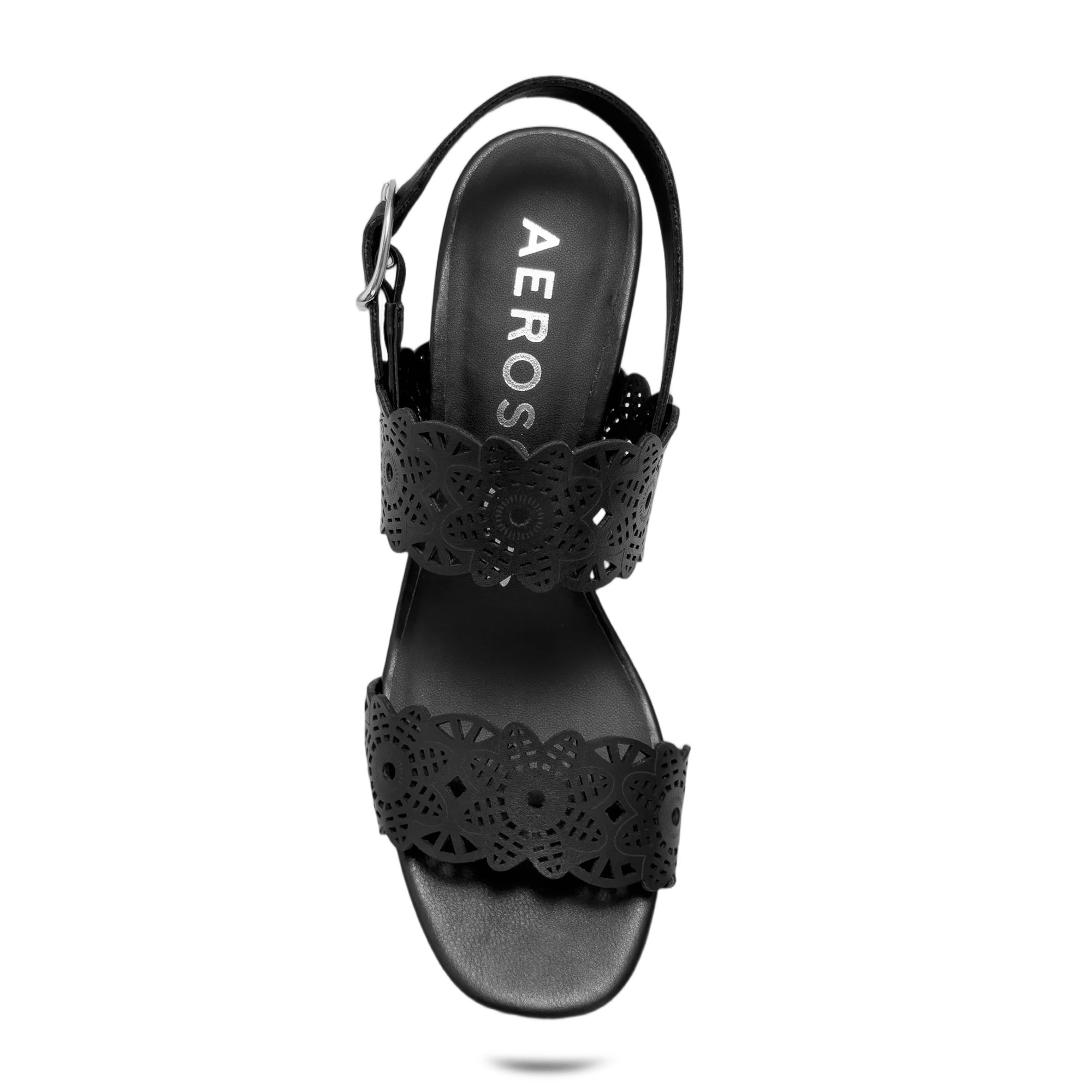 Glen Sandal Heel | Black Perf Faux Nappa