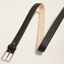 Mens | Bosco Italian Pebble Leather Belt | Palladium/Black