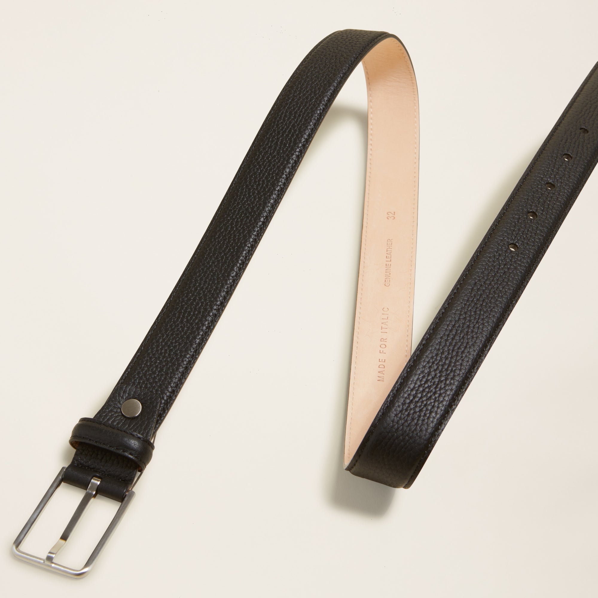 Mens | Bosco Italian Pebble Leather Belt | Palladium/Black