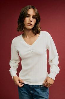 AMO Denim | Beau Waffle Knit in White