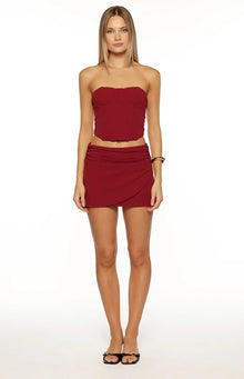 Bellah Wrap Mini Skirt | Burgundy