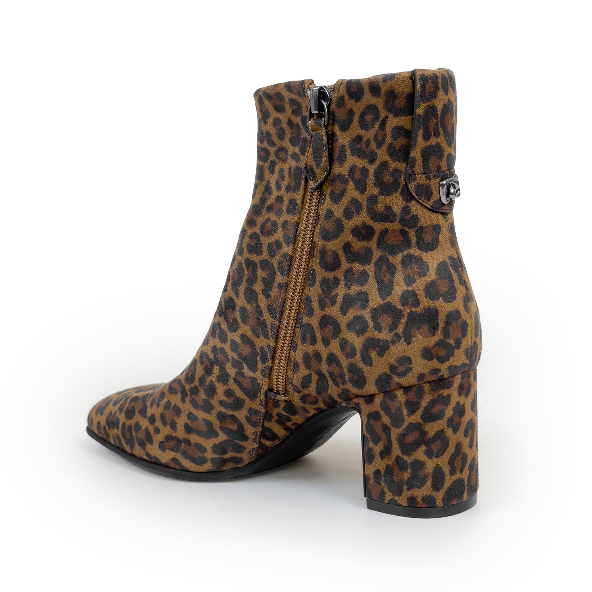Mari Bootie Mid Block Heel | Tobacco Multi Faux Leopard Suede