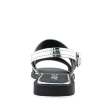 Carole Sandal Flat | Silver Mirror Faux Leather