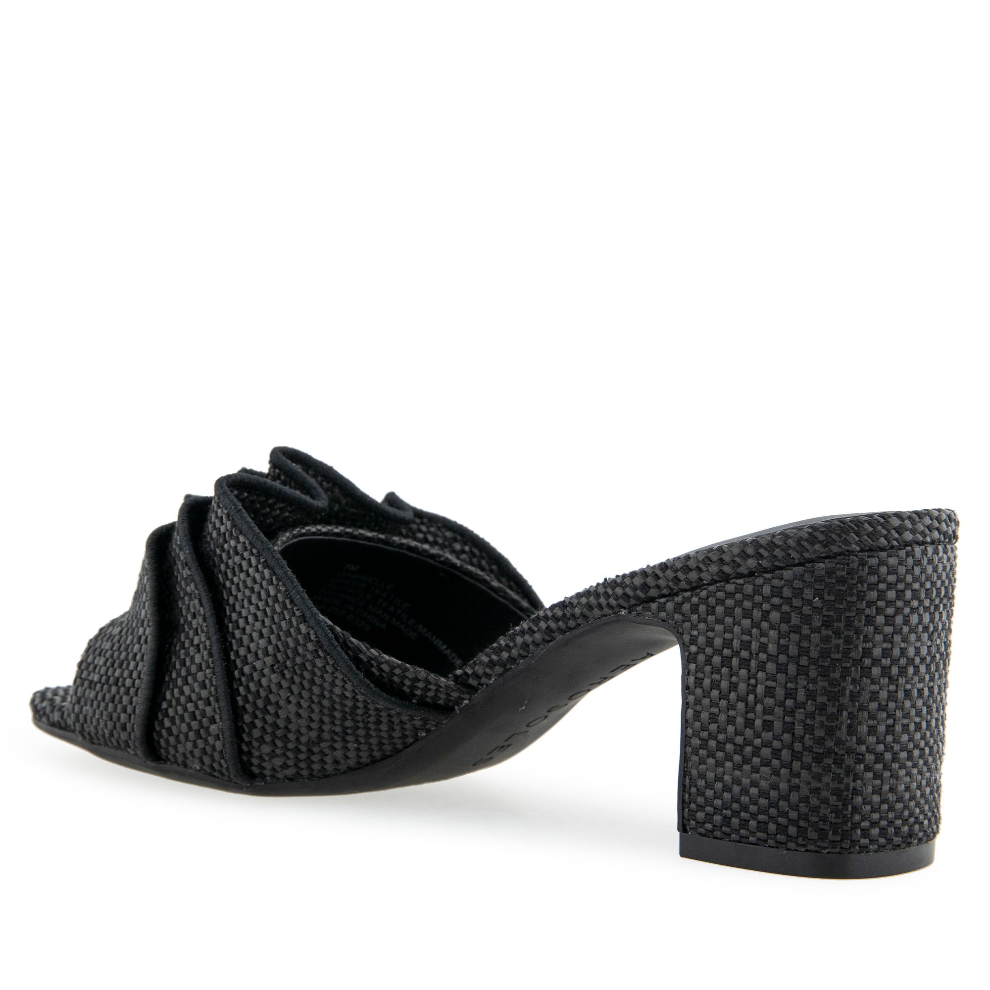 Gabrielle Sandal Block Heel | Black Raffia