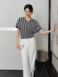 Striped Knit Sweater | Black