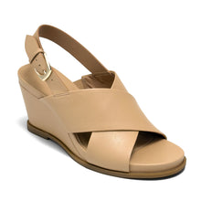 Dayonara Sandal Wedge | Beige Bisque Faux Soft Nappa