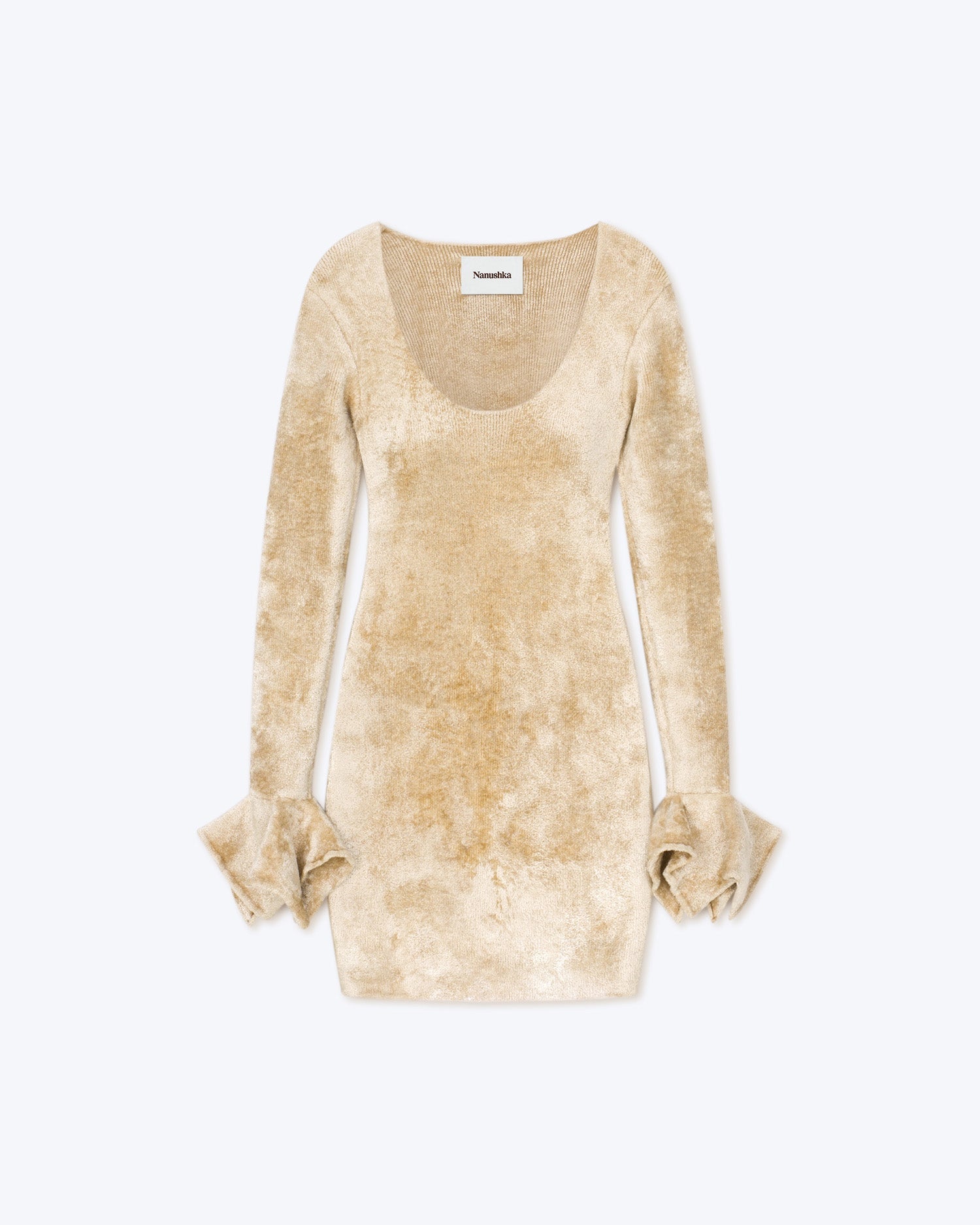 Womens | Brina Velour Knit Mini Dress | Creme