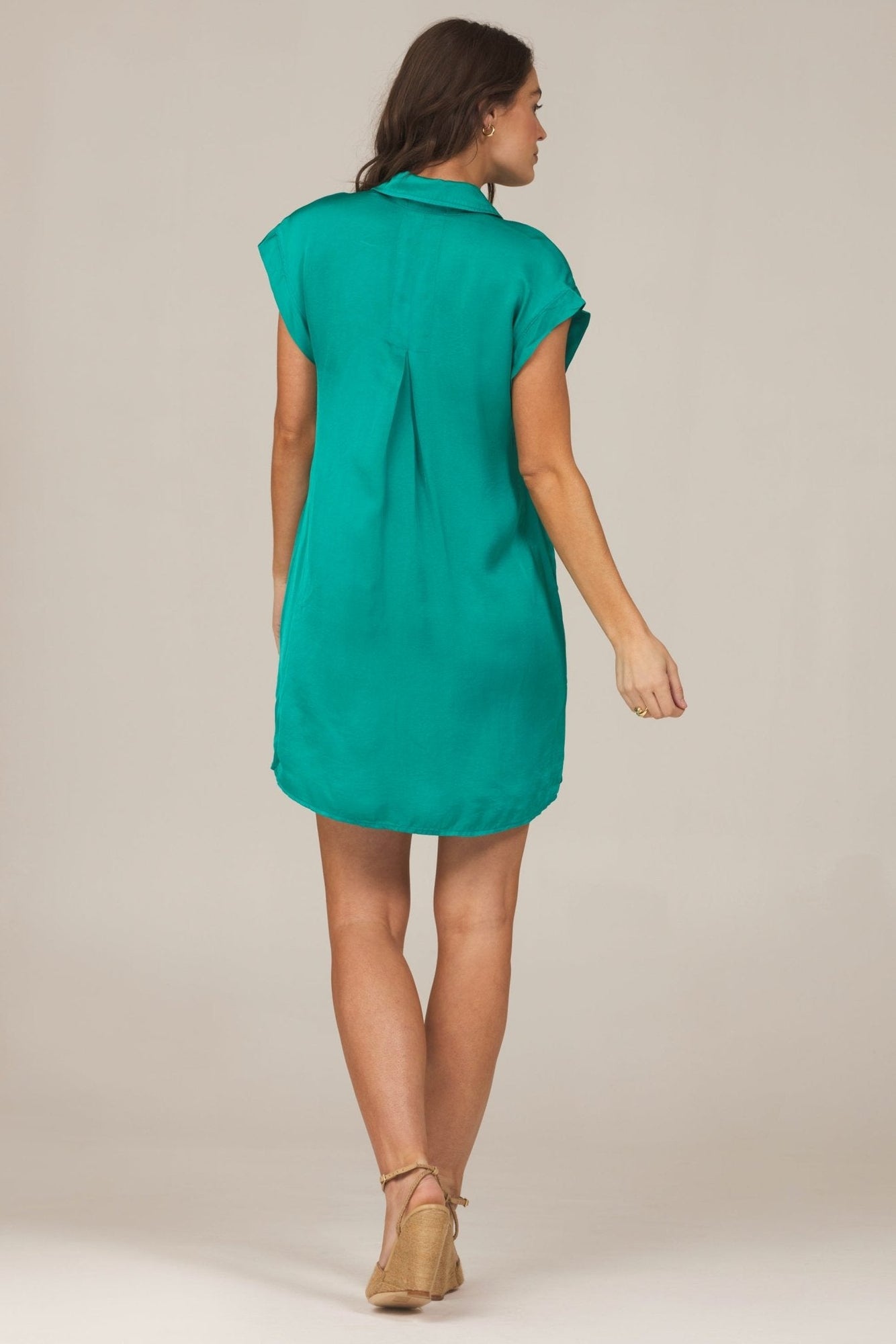 Cap Sleeve V-Neck Dress | Tropical Teal