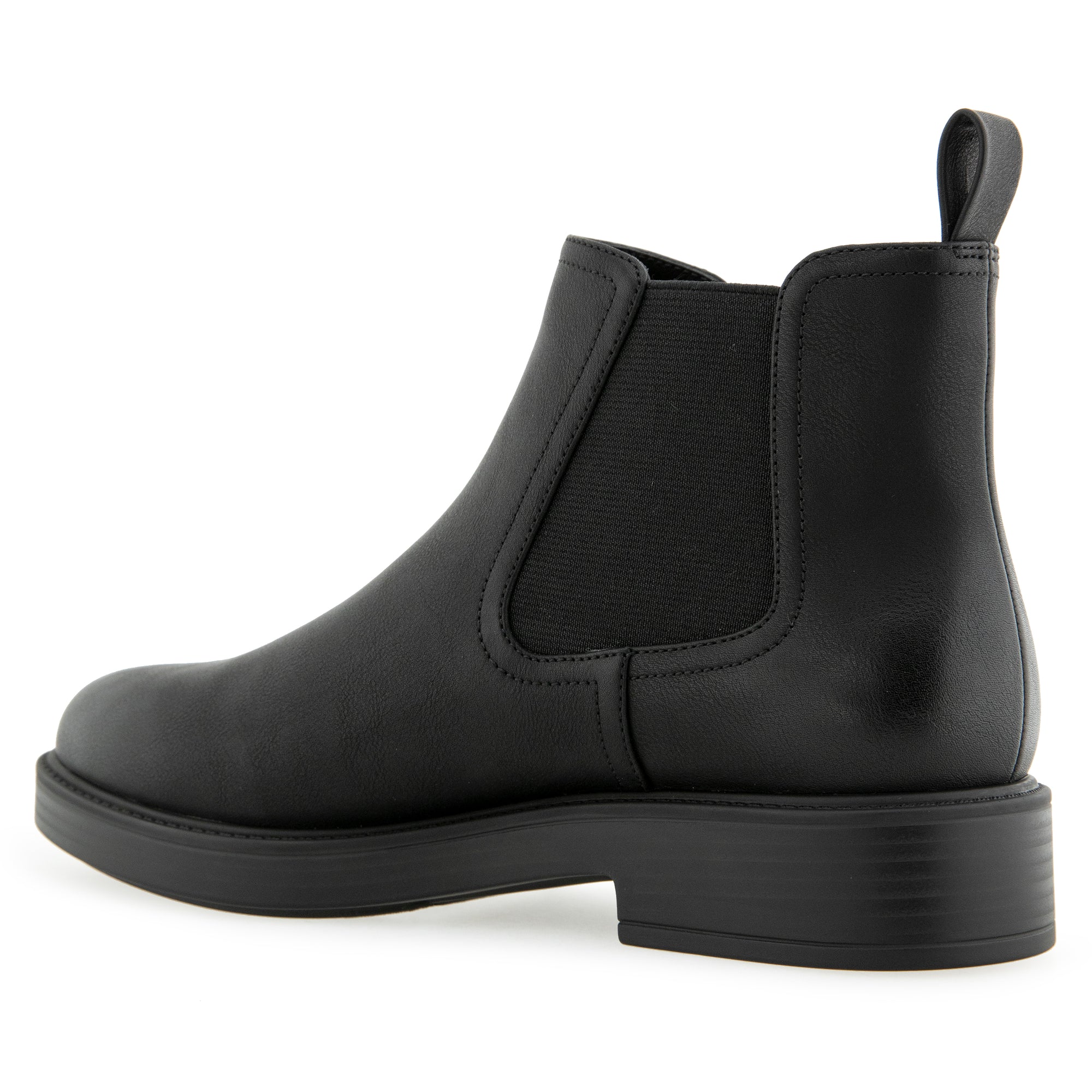 Poshan Bootie Low Block Heel | Black Burnished Faux Calf/Elastic