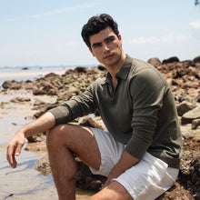 Mens | Elliot Featherlight Long Sleeve Polo | Vetiver