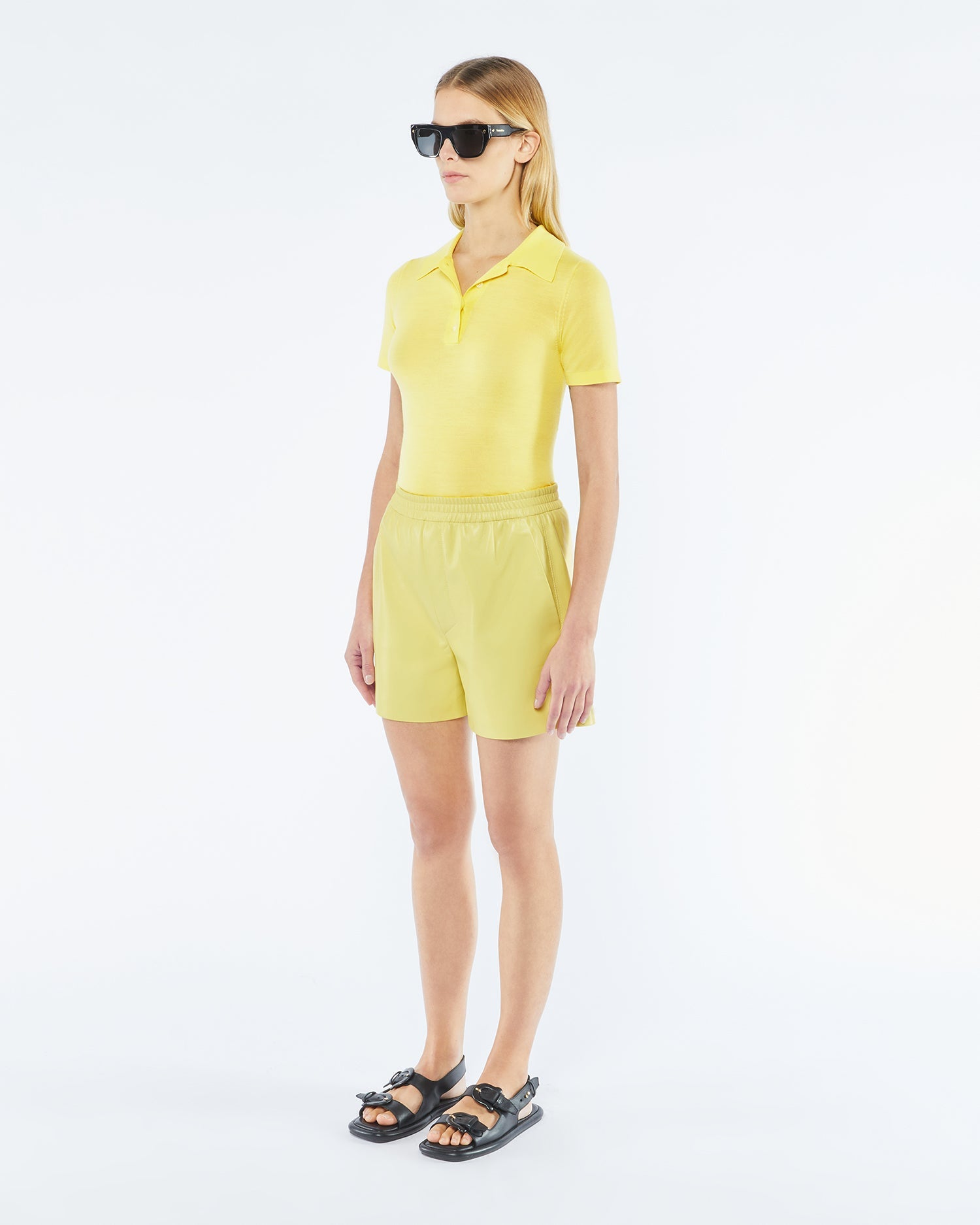 Womens | Brenna Okobor Alt-Leather Shorts | Yellow