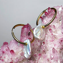 White Teardrop Coin Pearl Hoops