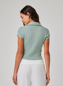 Collared Crop Top | Clean Sage