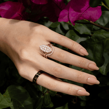 Women | White Diamond Constance Wave Band | 14k Rose Gold