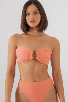 Tori Ties Bandeau Bikini Top | Coral