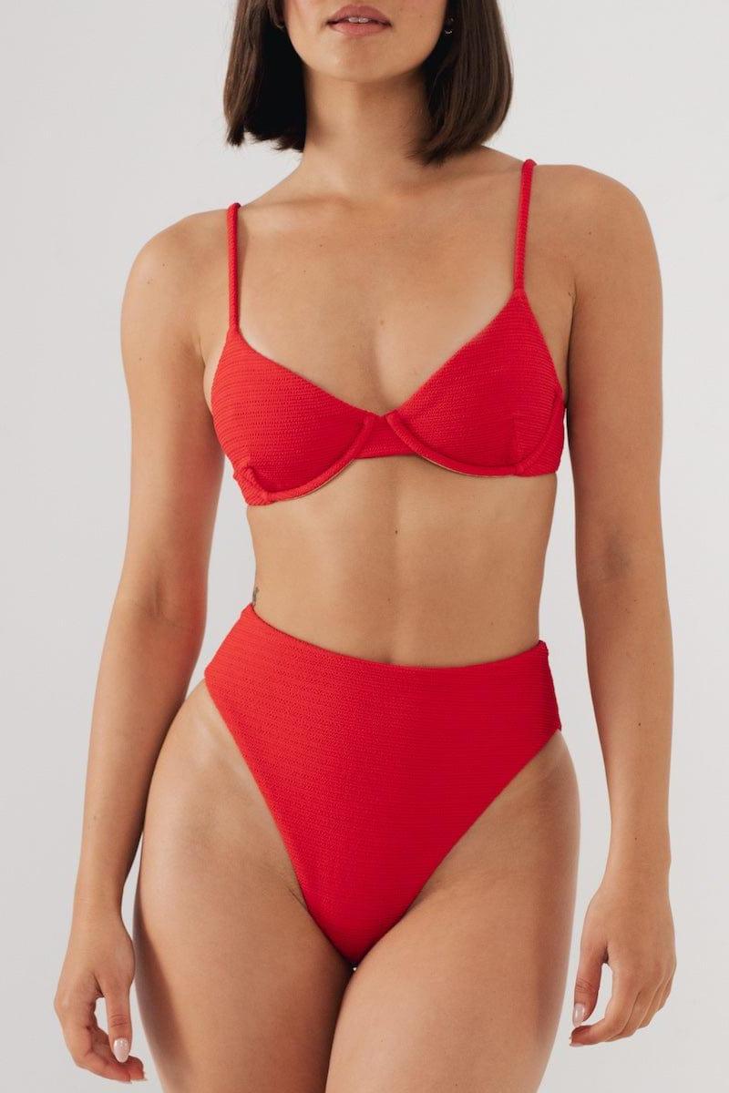 Dainty Bikini Top | Crimson Micro Scrunch