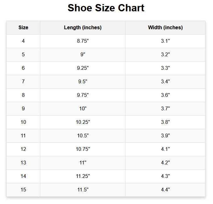 Product size guide