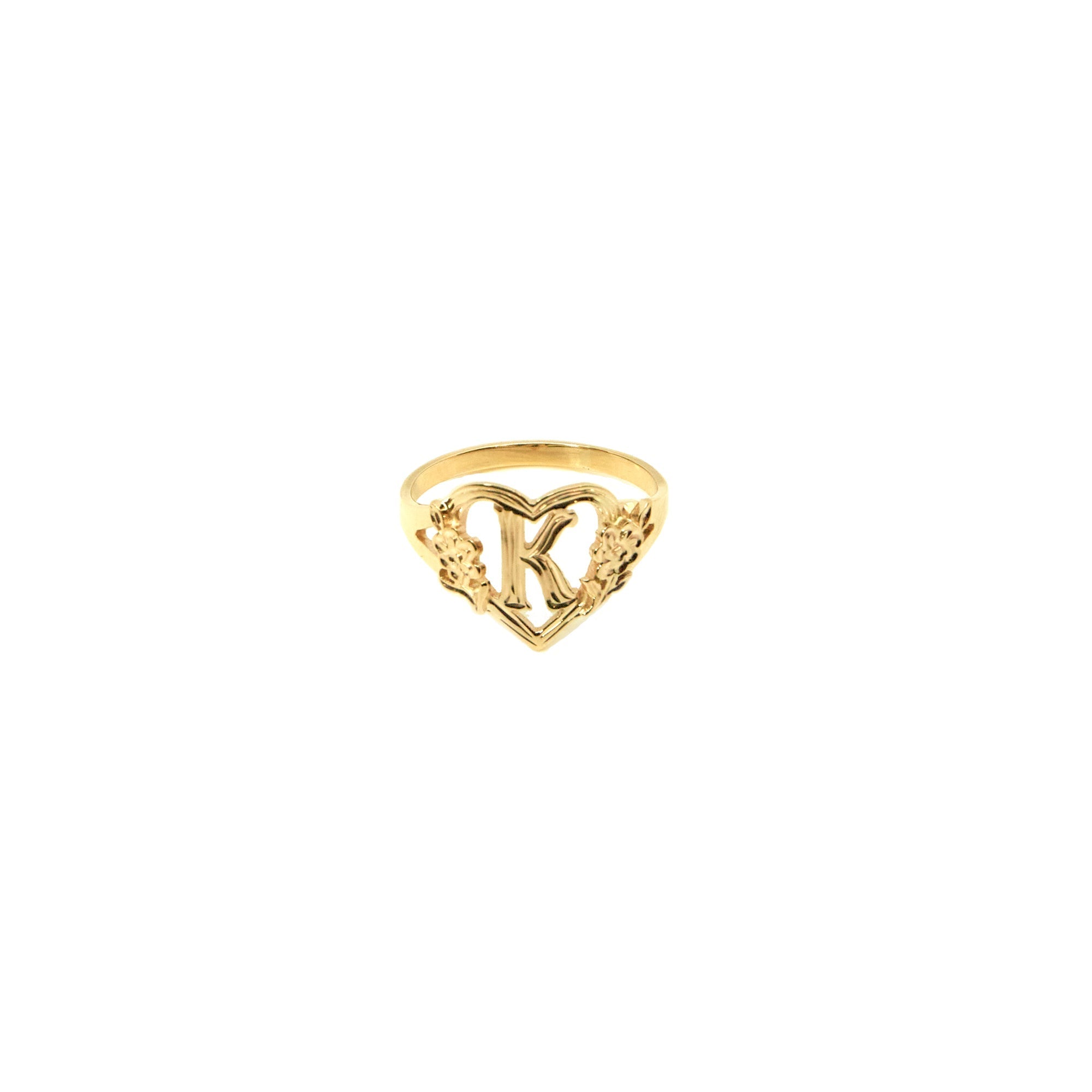 The Cutout Flower Heart Letter Ring | Gold Vermeil | Size 5