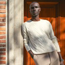 Mens | Luke Cashmere Cable Knit Sweater | Cream
