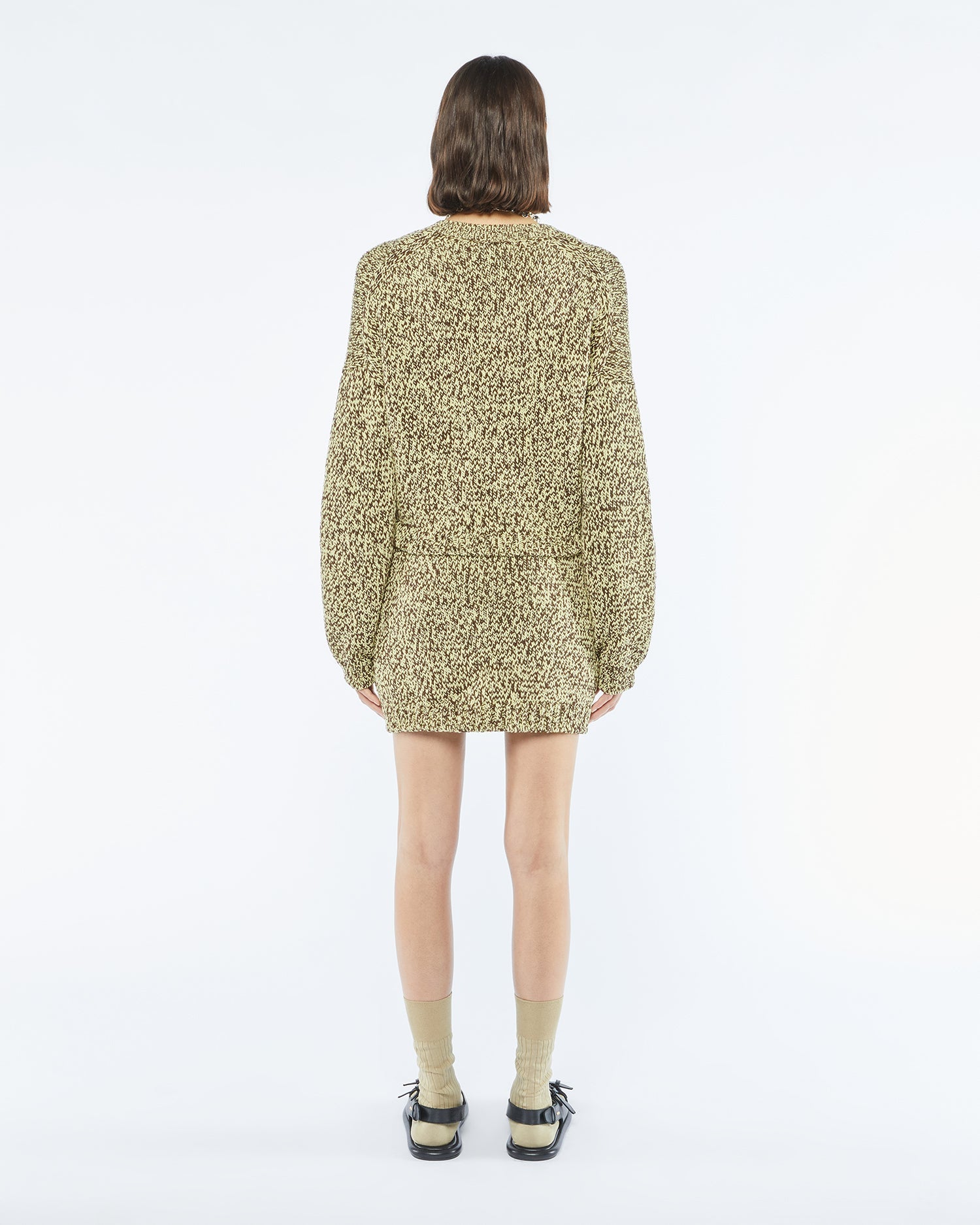 Womens | Caliz Cropped Mouline Cardigan | Graphic Lime