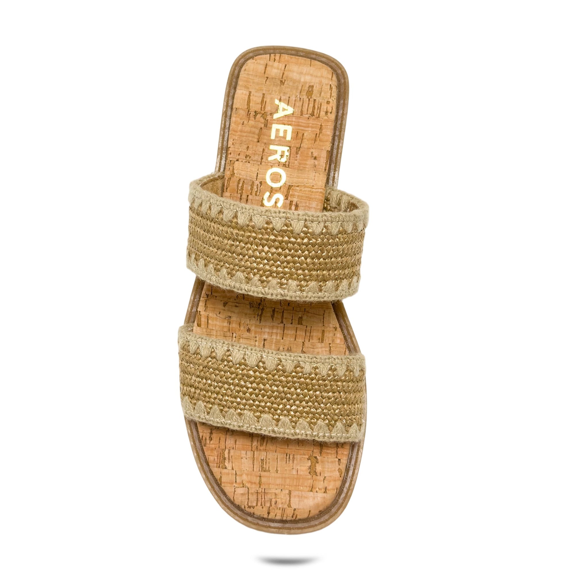 Centro Sandal Flat | Natural Raffia Elastic