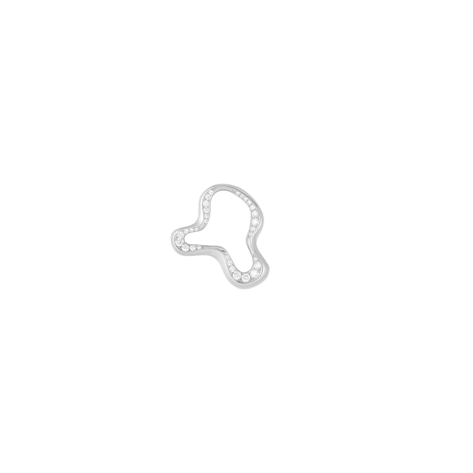 14k recycled white gold Demi Pavé Ripple Charm on a white background