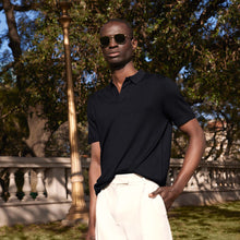 Mens | Elliot Featherlight Cashmere Short Sleeve Polo | Black