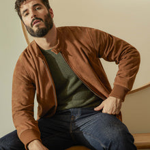 Mens | Chase Suede Bomber Jacket | Camel