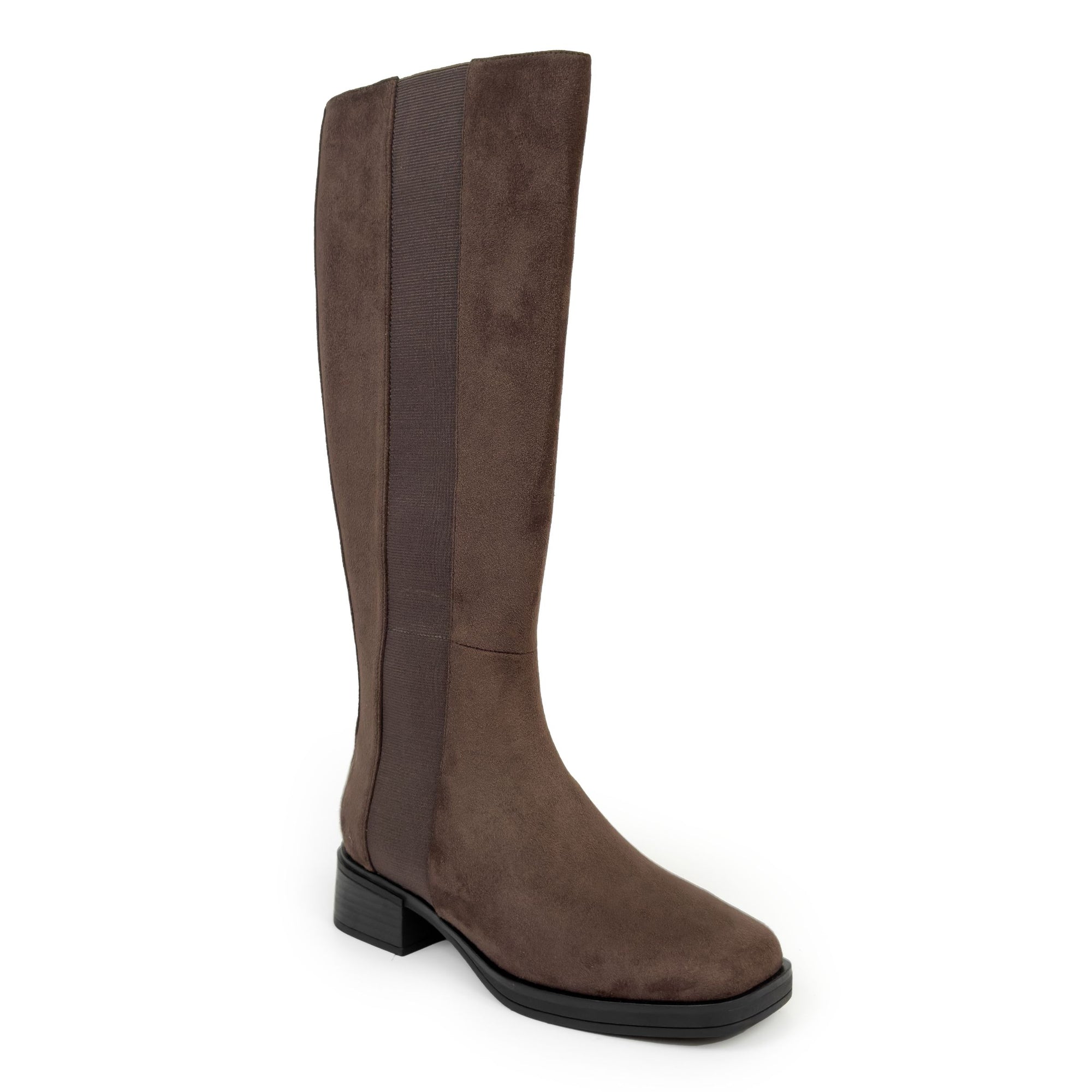 Daria Boot Low Block Heel | Java Faux Suede