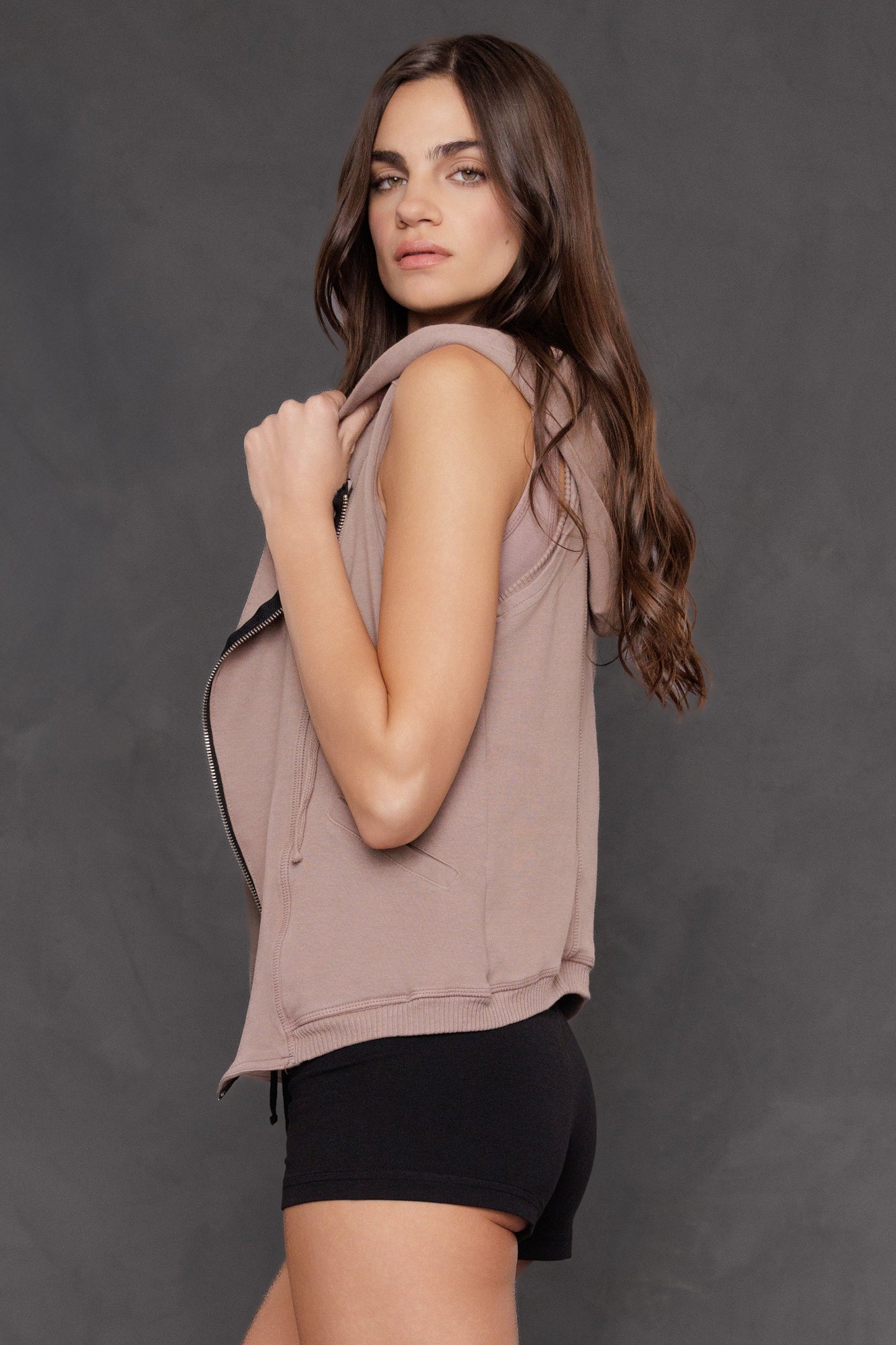 Women | Deluxe Motorcross Hoodie Vest | Woodsmoke