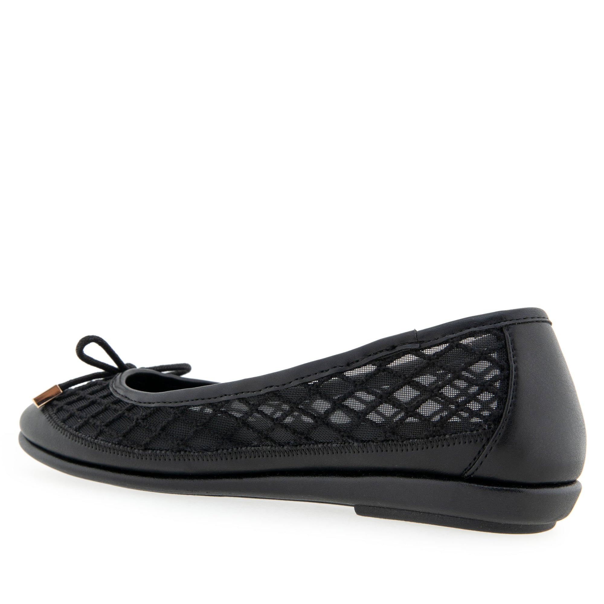 Bria Casual Flat | Black Mesh Fabric