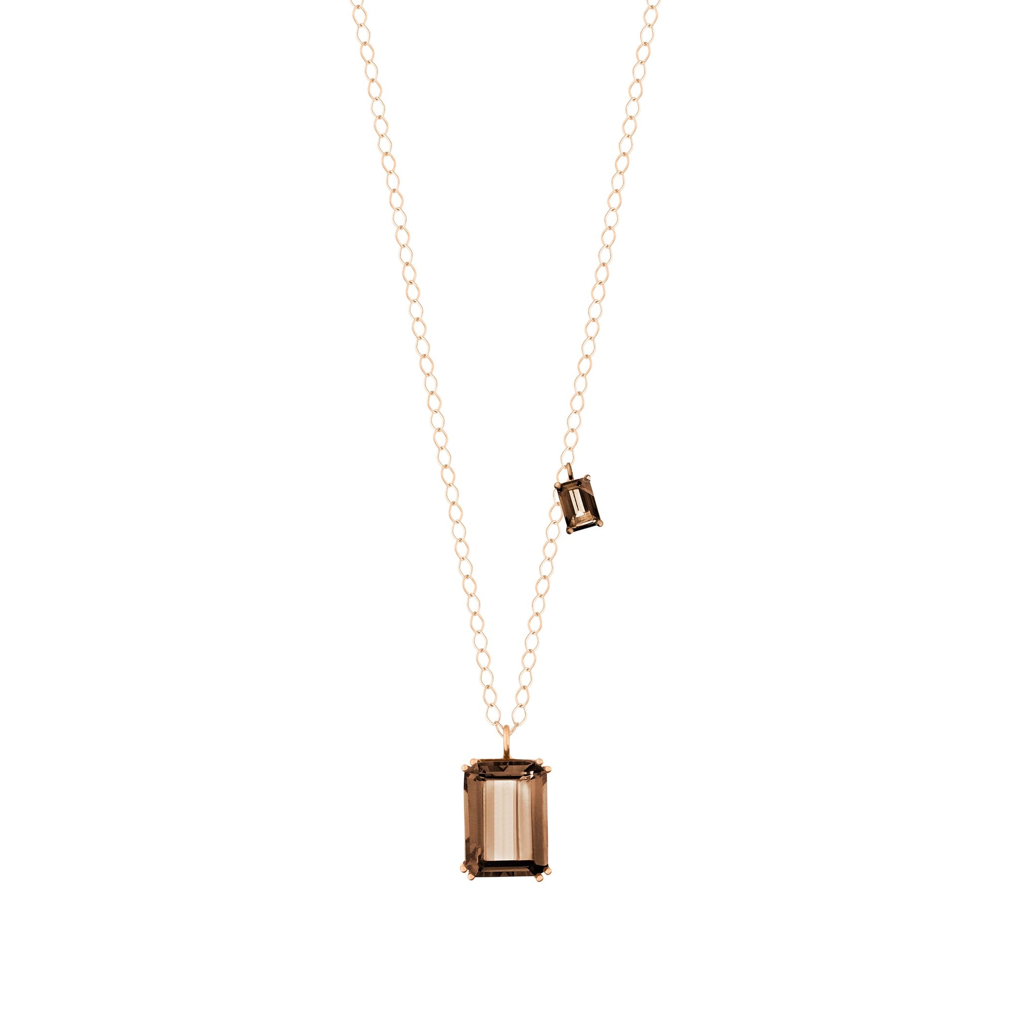 Duo Cocktail Smoky Quartz Necklace | 18K Rose Gold