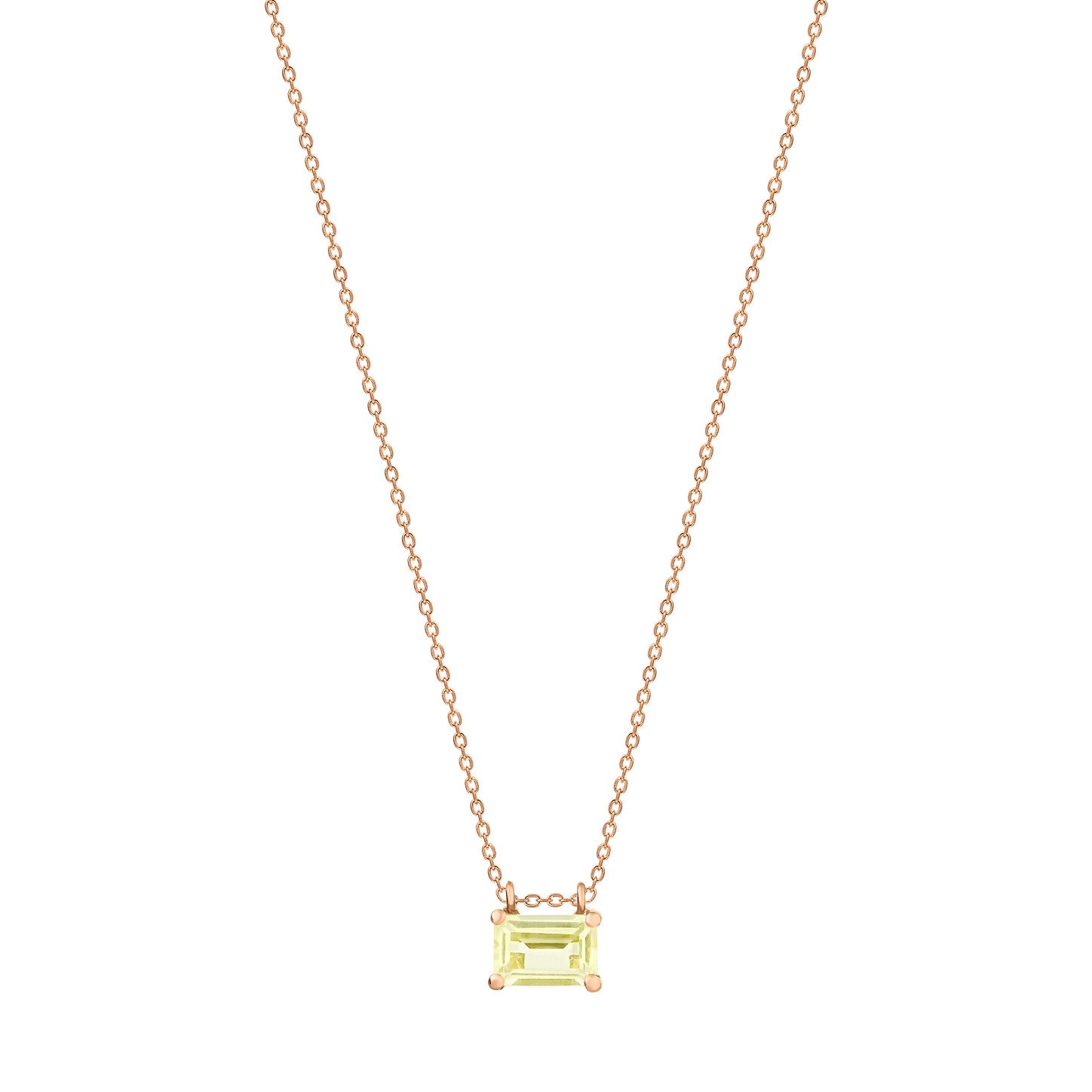 Mini Cocktail Lemon Quartz On Chain | 18K Rose Gold